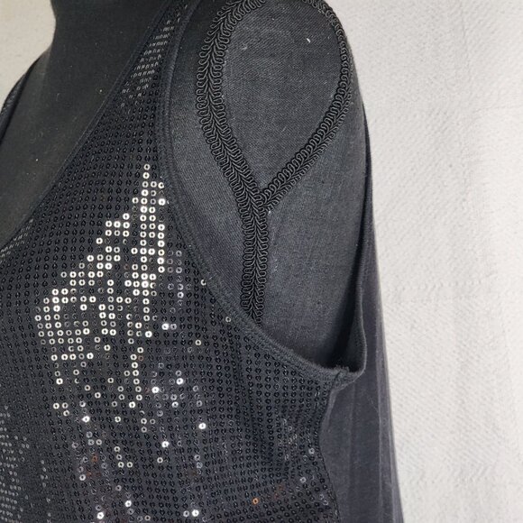 Lane Bryant Black Sparkle Sequin Front Cotton Modal Back Dressy Tank Size 14/16 - Picture 10 of 16